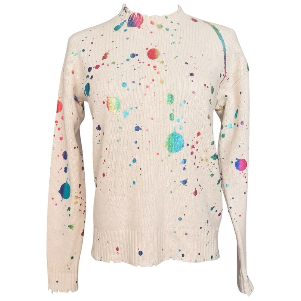 PRVLG Threads of Privilege Splatter Paint Cashmere Sweater Size XS